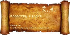 Kopeczky Albert névjegykártya
